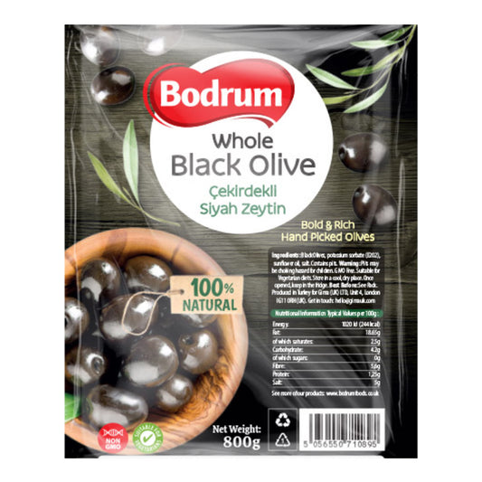 Bodrum whole black olive 800g