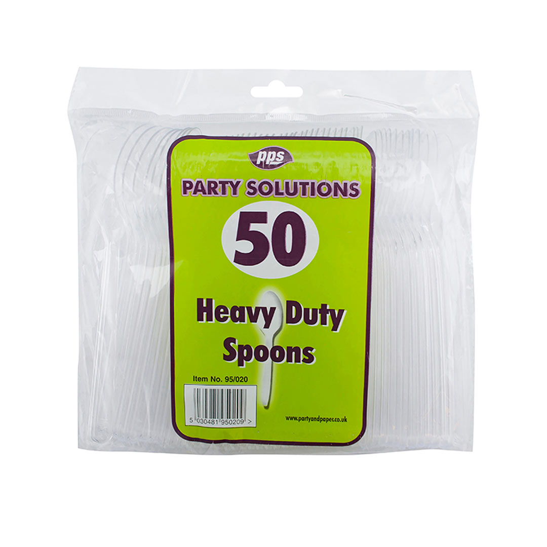 PPS Durable Plastic Spoons 50 Pack
