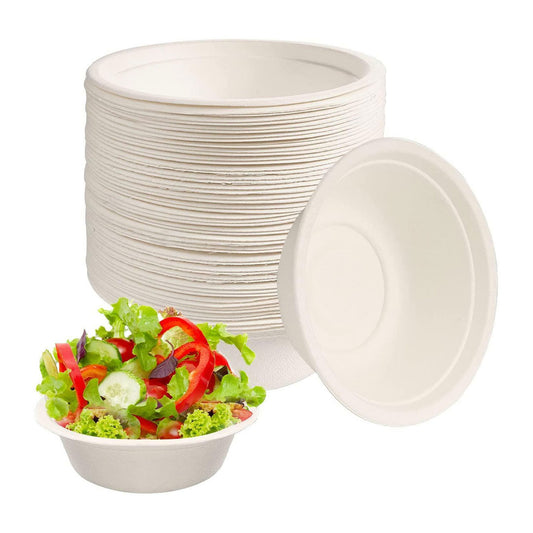 50pc 6' 12oz Compostable Biodegradable Paper Bowls Eco Disposable Bagasse Bowl