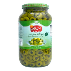 Alahlam green olives stuffed with thyme 3kg