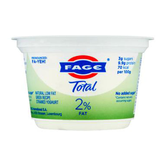 Fage Total 2% Fat Natural Low Fat Greek Recipe Strained Yoghurt 150g