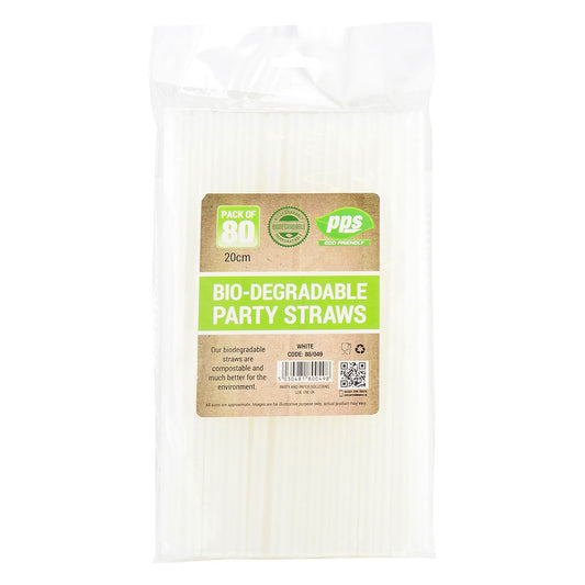 Pps White Biodegradable Party Straws