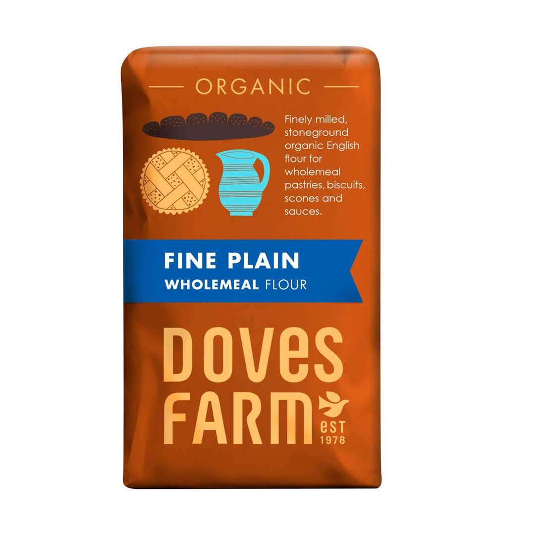 Doves farm organic fine plain wholemeal flour 1kg