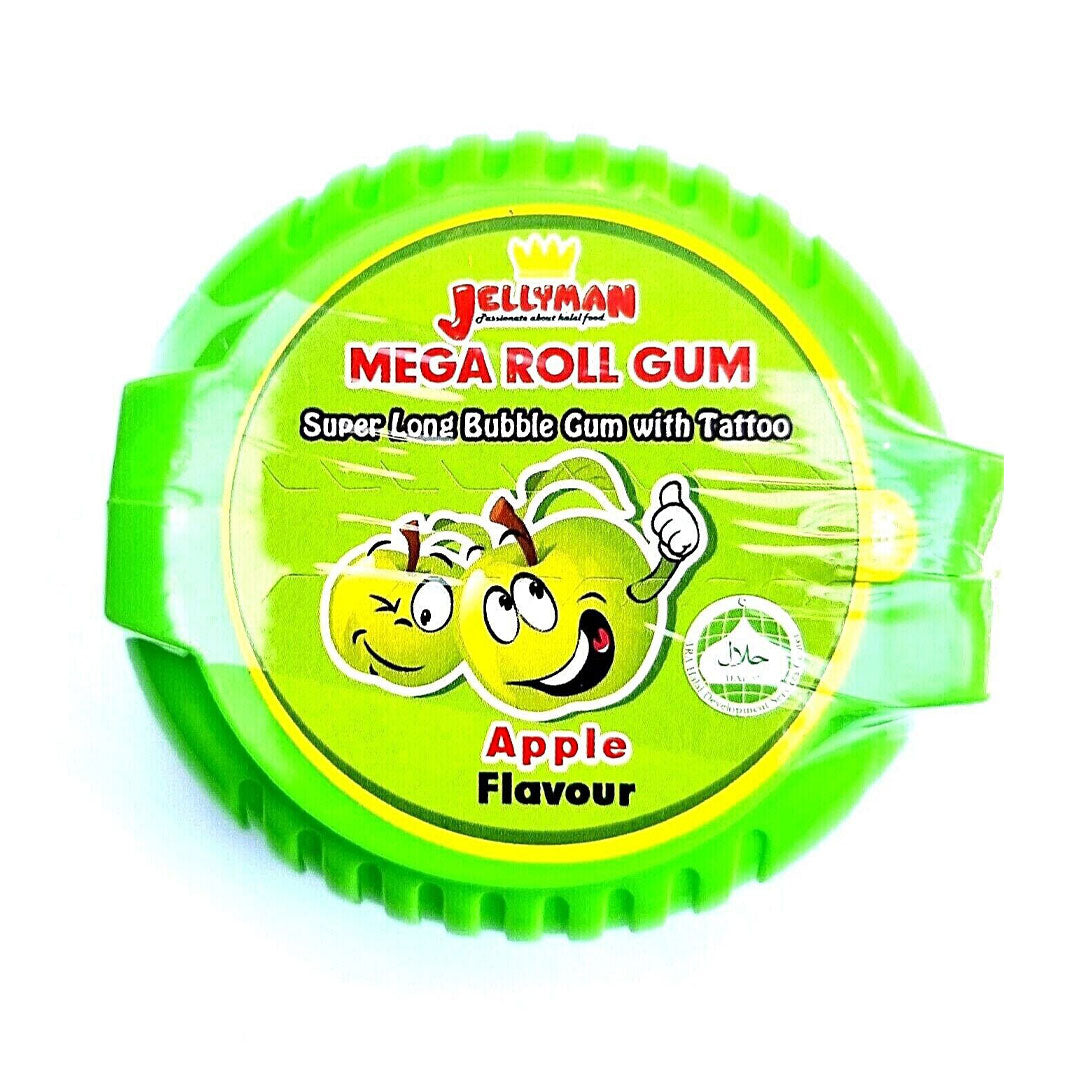 Mega Roll Gum Super Long Bubble Gum with Tattoo 3 Apple 40g