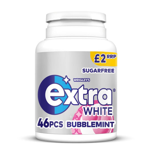 Extra White Bubblemint Sugarfree Chewing Gum Bottle 46 Pieces