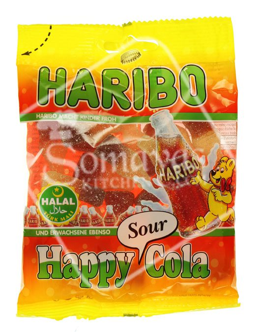 Haribo Halal Sweets Sour Cola Bottles 100g