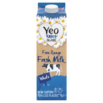 Yeo Valley Organic Whole Free-Range Fresh Milk 1L