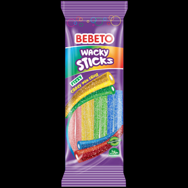 Bebeto Wacky Sticks Fizzy Rainbow 160g