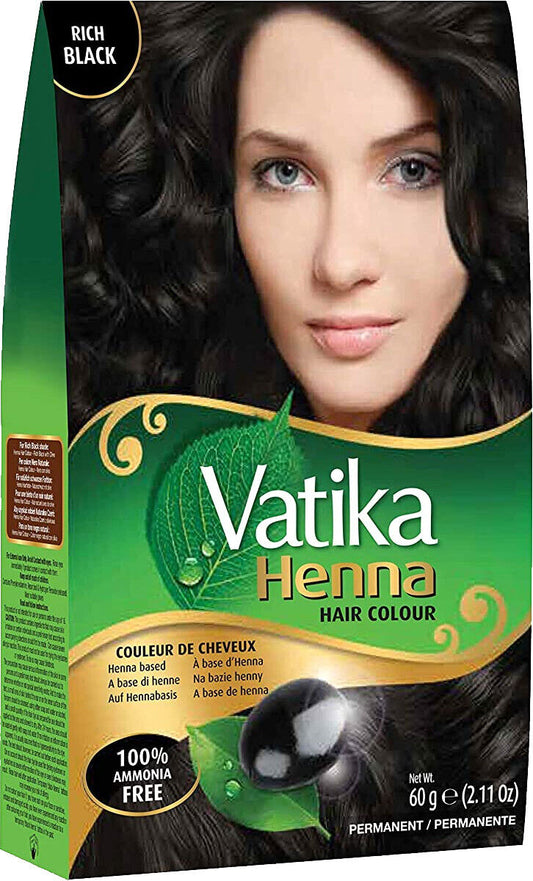 Natural Hair Color Henna Rich Black Vatika 60g