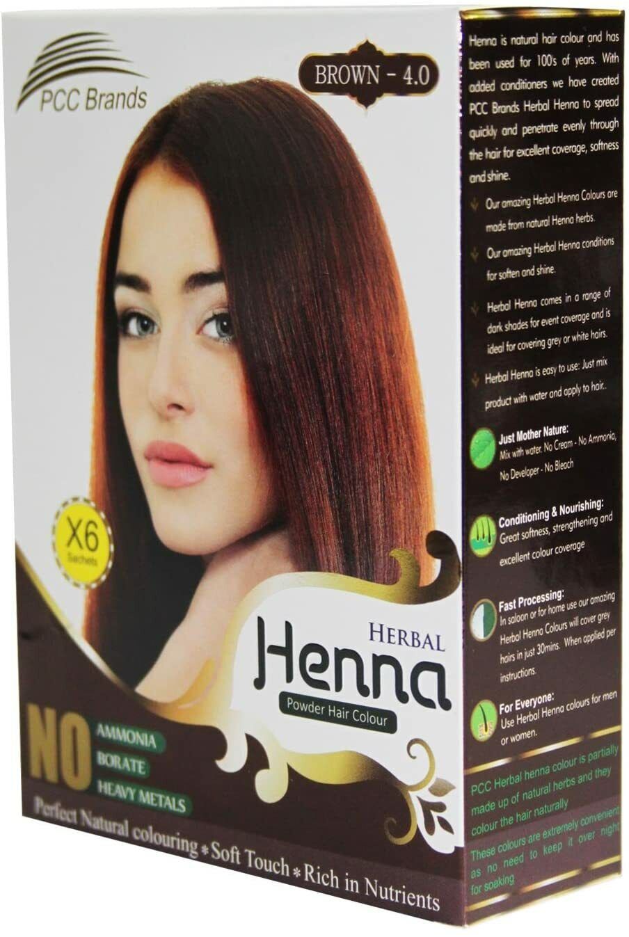 PCC Brands Herbal Henna Powder Hair Dye hair Colour Brown 4.0