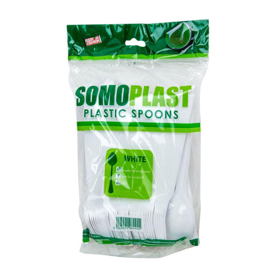 SOMOPLAST Plastik Kaşık Beyaz 100 Paket