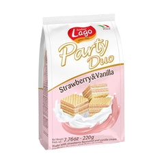 Lago party duo wafers strawberry & vanilla 220g