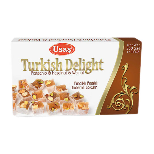 ABD fıstıklı, fındıklı, cevizli lokum 350gr