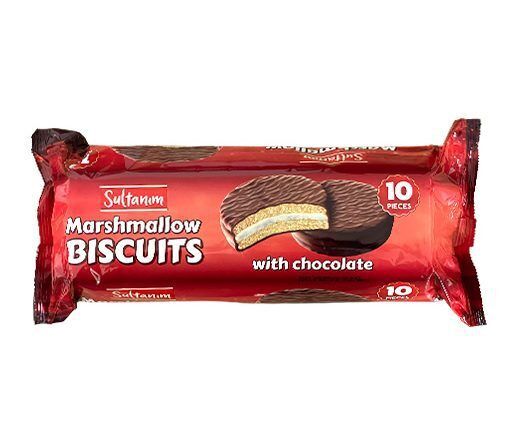 Sultanim Marshmallow 10 Biscuits with Chocolate Coconut 220g x Pack of 4